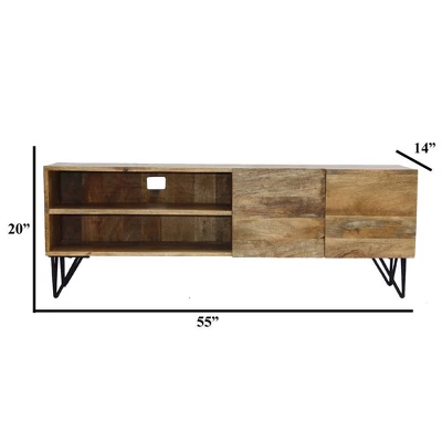 Metal Storage Cabinet TV Stand For TVs Up To 55" Brown - The Urban Port 5 Metal Storage Cabinet TV Stand For TVs Up To 55" Brown - The Urban Port - Image 3