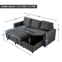 Yaheetech Convertible L-Shaped Sofa Bed With Chaise & Pull Out Bed & Storage 15 Yaheetech Convertible L-Shaped Sofa Bed With Chaise & Pull Out Bed & Storage -Living Room Furniture GUEST 05f1ea7c 4348 4f26 a58b 88be84b51941