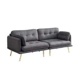 3-Seater Cotton And Linen Upholstered Sofa With Gold Metal Legs - ModernLuxe 14 3-Seater Cotton And Linen Upholstered Sofa With Gold Metal Legs - ModernLuxe -Living Room Furniture GUEST 14883346 6f89 4871 b1f3 52b8346f0beb