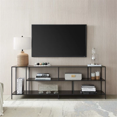 70" Black Bronze TV Stand With Metal Shelves - Henn&Hart 5 70" Black Bronze TV Stand With Metal Shelves - Henn&Hart - Image 3