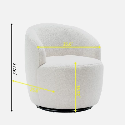 Bella Swivel Barrel Chair,2 Size Soft Touch Upholstered White Teddy Swivel Chair, Armrest 360° Swivel Nursery Chair-Maison Boucle 8 Bella Swivel Barrel Chair,2 Size Soft Touch Upholstered White Teddy Swivel Chair, Armrest 360° Swivel Nursery Chair-Maison Boucle - Image 6