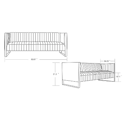 Trillium Velvet 3 Seater Sofa - Manhattan Comfort 8 Trillium Velvet 3 Seater Sofa - Manhattan Comfort - Image 6