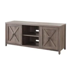 58" Modern Farmhouse Double Sliding Door Gray Oak Wood TV Stand - Henn&Hart -Living Room Furniture GUEST 1ea83b14 9aa9 41f9 8350 03d4f452f766