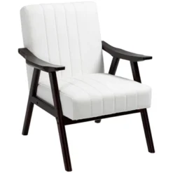 HOMCOM Accent Chair With Softness & Support, Upholstered Arm Chair For Living Room Furniture, Comfy Chair For Bedroom, Living Room Chair, Cream White -Living Room Furniture GUEST 1f358699 78ad 4f80 9f24 d6fde7b7a33a