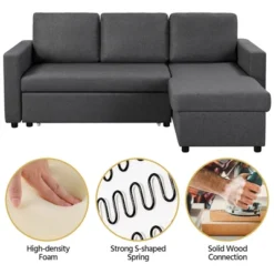 Yaheetech Convertible L-Shaped Sofa Bed With Chaise & Pull Out Bed & Storage 17 Yaheetech Convertible L-Shaped Sofa Bed With Chaise & Pull Out Bed & Storage -Living Room Furniture GUEST 275096ce ea1e 46ec 8b65 b4a2ff1d3bd9