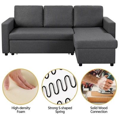 Yaheetech Convertible L-Shaped Sofa Bed With Chaise & Pull Out Bed & Storage 7 Yaheetech Convertible L-Shaped Sofa Bed With Chaise & Pull Out Bed & Storage - Image 5