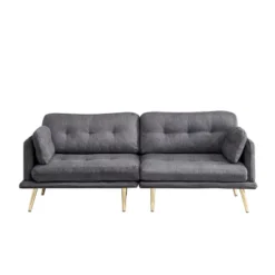 3-Seater Cotton And Linen Upholstered Sofa With Gold Metal Legs - ModernLuxe 15 3-Seater Cotton And Linen Upholstered Sofa With Gold Metal Legs - ModernLuxe -Living Room Furniture GUEST 27f4a345 b26e 4b4e 83e9 a986f13e97b0