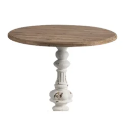 Round Side Table Antique White/Natural - A&B Home