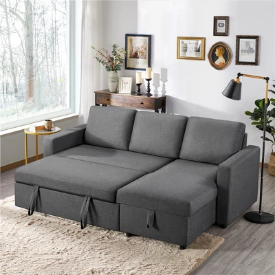 Yaheetech Convertible L-Shaped Sofa Bed With Chaise & Pull Out Bed & Storage 4 Yaheetech Convertible L-Shaped Sofa Bed With Chaise & Pull Out Bed & Storage - Image 2