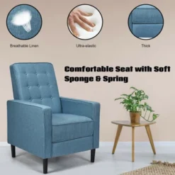 Costway Set Of 2 Push Back Recliner Chair Fabric Tufted Single Sofa W/ Footrest -Living Room Furniture GUEST 43ef9f24 1bd6 4c41 86f0 4c23b788dcba