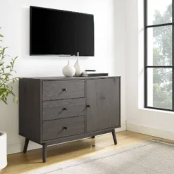 Lucas Media Console Gray - Crosley -Living Room Furniture GUEST 4cf01596 a64a 410a b721 7536c45f4c28