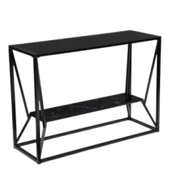Finsfil Long Glass-Top Console Table Black - Aiden Lane -Living Room Furniture GUEST 4d6fa6a9 4374 4adc bbd6 3b1c1d276b3f