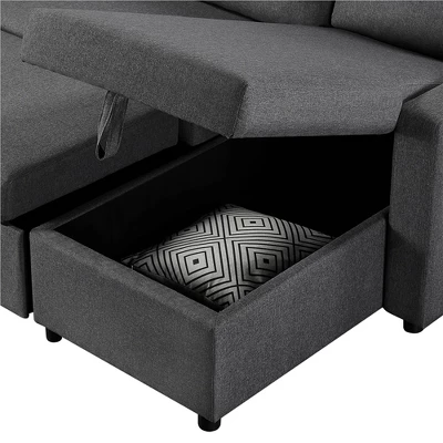 Yaheetech Convertible L-Shaped Sofa Bed With Chaise & Pull Out Bed & Storage 10 Yaheetech Convertible L-Shaped Sofa Bed With Chaise & Pull Out Bed & Storage - Image 8
