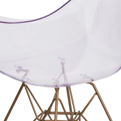 Emma And Oliver 2 Pack Transparent Side Chair With Arms And Gold Base - Accent & Side Chair 8 Emma And Oliver 2 Pack Transparent Side Chair With Arms And Gold Base - Accent & Side Chair - Image 6