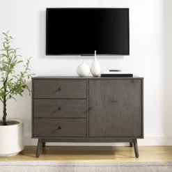 Lucas Media Console Gray - Crosley -Living Room Furniture GUEST 5b05b0b6 68d1 4be3 8cf0 814dabf79570