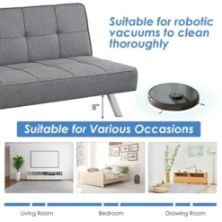 Costway Convertible Futon Sofa Bed Adjustable Sleeper With Stainless Steel Legs 14 Costway Convertible Futon Sofa Bed Adjustable Sleeper With Stainless Steel Legs -Living Room Furniture GUEST 5ccdc87b 13ac 47e8 9f88 57737bf5d32d