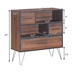 Costway Sideboard Storage Cabinet Multipurpose Display Unit W/Metal Leg & Drawers Walnut -Living Room Furniture GUEST 5d636957 69cb 4f75 963a a14486d93592