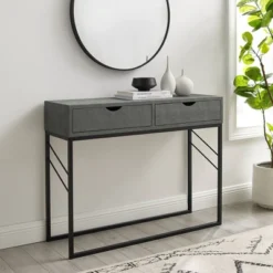 Faux Shagreen Modern 2 Drawer Entry Table - Saracina Home 16 Faux Shagreen Modern 2 Drawer Entry Table - Saracina Home -Living Room Furniture GUEST 6219430c 32ea 4f7f 80c4 8c4b297fdf88