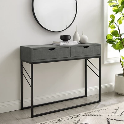 Faux Shagreen Modern 2 Drawer Entry Table - Saracina Home 9 Faux Shagreen Modern 2 Drawer Entry Table - Saracina Home - Image 7