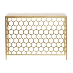 Contemporary Iron Beehive Pattern Console Table Gold - Olivia & May 11 Contemporary Iron Beehive Pattern Console Table Gold - Olivia & May -Living Room Furniture GUEST 67349478 2698 4642 8c29 a46aaa51118e
