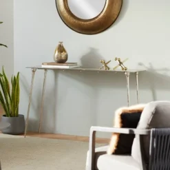 Glam Aluminum Console Table Silver - Olivia & May