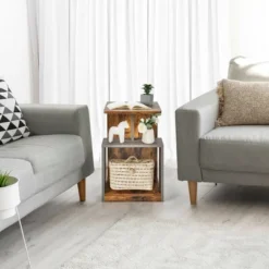 Costway 2PCS 3 Tier Sofa Side End Table Storage Shelf Compact For Living Room Bedroom -Living Room Furniture GUEST 6c3c1c9e 9ac8 4494 89bd 4c600cd8d4ea