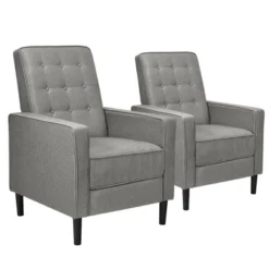 Costway Set Of 2 Push Back Recliner Chair Fabric Tufted Single Sofa W/ Footrest -Living Room Furniture GUEST 6e4ff757 0cb4 4e89 845c 2b1524443ab3