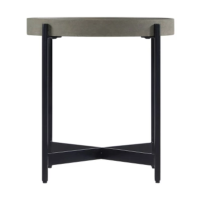 20" Brookline Round Wood With Concrete Coating End Table Concrete Gray - Alaterre Furniture 4 20" Brookline Round Wood With Concrete Coating End Table Concrete Gray - Alaterre Furniture - Image 2
