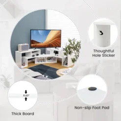 Tangkula 3 PCS Adjustable TV Stand Minimalist Entertainment Center For 43 55 60 65 Inch TV Media Console Table White 17 Tangkula 3 PCS Adjustable TV Stand Minimalist Entertainment Center For 43 55 60 65 Inch TV Media Console Table White -Living Room Furniture GUEST 75898306 a464 4153 a39b bfc4bcd0d785