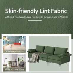 Costway Modern Modular Fabric 3-Seat Sofa Couch Living Room Furniture W/ Metal Legs RedGreen -Living Room Furniture GUEST 776524c7 e8b8 4b38 9ef6 e92a4e80e857