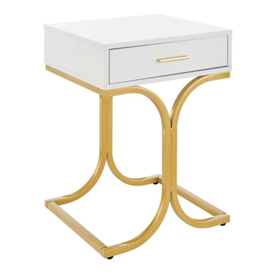 17.75" Rectangular Modern Glam Side Table With Drawer White/Gold - Danya B. 16 17.75" Rectangular Modern Glam Side Table With Drawer White/Gold - Danya B. - Image 14
