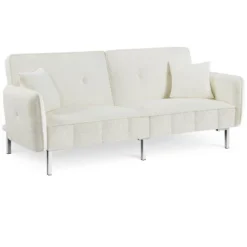 Yaheetech Fabric Futon Sofa Bed With Armrest Adjustable Backrest For Living Room -Living Room Furniture GUEST 7fbc3c33 b564 4d7c 874e 5a670e74cbd2