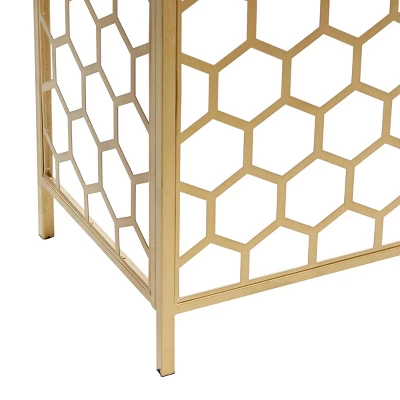 Contemporary Iron Beehive Pattern Console Table Gold - Olivia & May 5 Contemporary Iron Beehive Pattern Console Table Gold - Olivia & May - Image 3