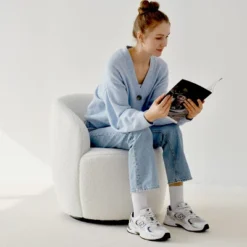 Bella Swivel Barrel Chair,2 Size Soft Touch Upholstered White Teddy Swivel Chair, Armrest 360° Swivel Nursery Chair-Maison Boucle 18 Bella Swivel Barrel Chair,2 Size Soft Touch Upholstered White Teddy Swivel Chair, Armrest 360° Swivel Nursery Chair-Maison Boucle -Living Room Furniture GUEST 89f94dc7 a875 47ea ab1e 01598a2ff819