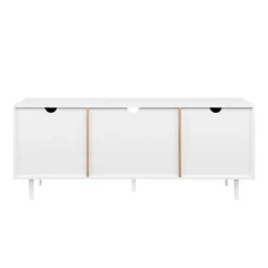 Modern 2 Door TV Stand For TVs Up To 65" Solid White/Coastal Oak/White - Saracina Home -Living Room Furniture GUEST 8d6299a7 77ec 4747 bf51 2c259129aef5