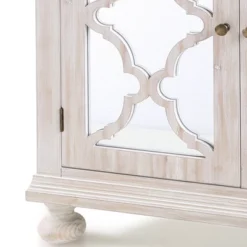 Two Door With Mirrored Front Storage Cabinet Whitewash - StyleCraft