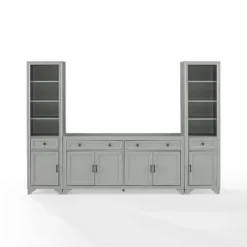 3pc Tara Entertainment Set With Open Shelving Distressed Gray - Crosley -Living Room Furniture GUEST 91e8b69f 0548 4957 a274 bf14250d2e41