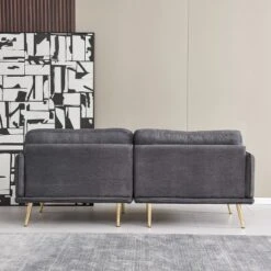 3-Seater Cotton And Linen Upholstered Sofa With Gold Metal Legs - ModernLuxe 12 3-Seater Cotton And Linen Upholstered Sofa With Gold Metal Legs - ModernLuxe -Living Room Furniture GUEST 9812aa70 0b01 4c6d 8c06 b6183a82f6c7
