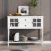 Farmhouse Double Door Console Table With Bottom Shelf And Drawers-ModernLuxe