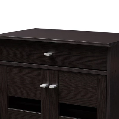 Acadia Modern And Contemporary Finished Shoe Cabinet Dark Brown - Baxton Studio 6 Acadia Modern And Contemporary Finished Shoe Cabinet Dark Brown - Baxton Studio - Image 4
