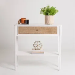 Sydney Side Table White/Tan - East At Main