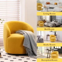 360° Swivel 25.60'' Wide Soft Touch Modern Teddy Tiny Upholstered Barrel Varity Chairs -The Pop Maison -Living Room Furniture GUEST a6b7f8c2 3e24 4118 9298 d532c2f5977f