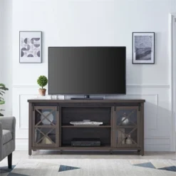 68 In. Alder Brown TV Stand - Henn&Hart -Living Room Furniture GUEST ae5bfcf7 eb04 4a78 80b9 dcec7b26e1bc