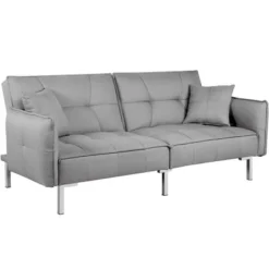 Yaheetech Fabric Futon Sofa Bed With Armrest Adjustable Backrest For Living Room -Living Room Furniture GUEST af6ef433 da34 4304 beea e246666e8622