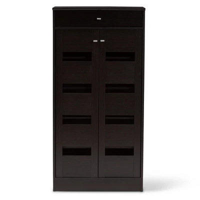 Acadia Modern And Contemporary Finished Shoe Cabinet Dark Brown - Baxton Studio 4 Acadia Modern And Contemporary Finished Shoe Cabinet Dark Brown - Baxton Studio - Image 2