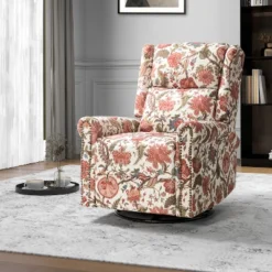 Franciscus Manual Swivel Transitional Glider Recliner With Nailhead Trims And Swivel Base | KARAT HOME -Living Room Furniture GUEST b6e0716e 7954 4a2b a1e8 b7fb1f73e3ae