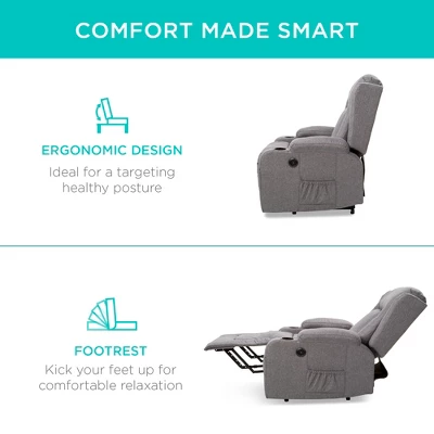 Best Choice Products Electric Power Lift Linen Recliner Massage Chair Furniture W/ USB Port, Heat, Cupholders 7 Best Choice Products Electric Power Lift Linen Recliner Massage Chair Furniture W/ USB Port, Heat, Cupholders - Image 5