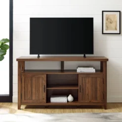 Modern Farmhouse Highboy Double Grooved Door TV Stand For TVs Up To 65" - Saracina Home -Living Room Furniture GUEST c58d0991 cf53 4676 922d 6994390786dd