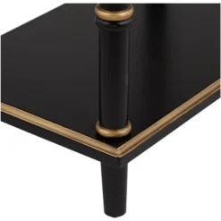 55 Downing Street Modern Luxe Wood Rectangular Accent Side End Table 15" X 24" With Drawer Shelf Black Gold For Living Room Home -Living Room Furniture GUEST c6bd7080 3a03 40cc 889d e7ac3f236c98