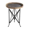 Classic Vintage Wood And Metal Round Side Table Natural/Black - A&B Home -Living Room Furniture GUEST d20925a5 2fee 40d5 89ff 24af3de43085